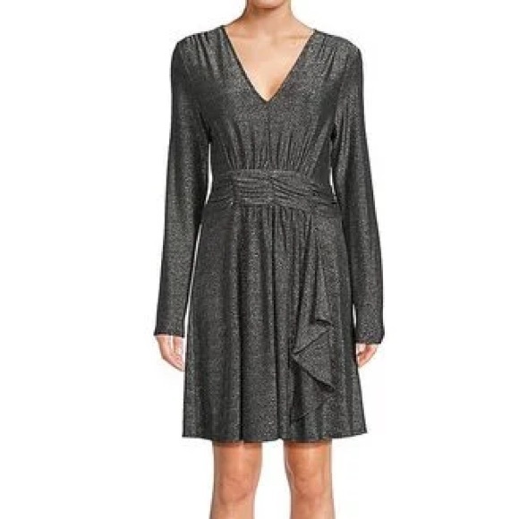 DKNY Sparkle Knit A Line Long Sleeve Dress NWT, L - Picture 1 of 5